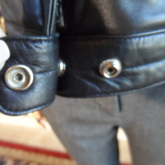 DKNY Black Lamb Leather Moto Jacket Size P - Picture 10 of 16